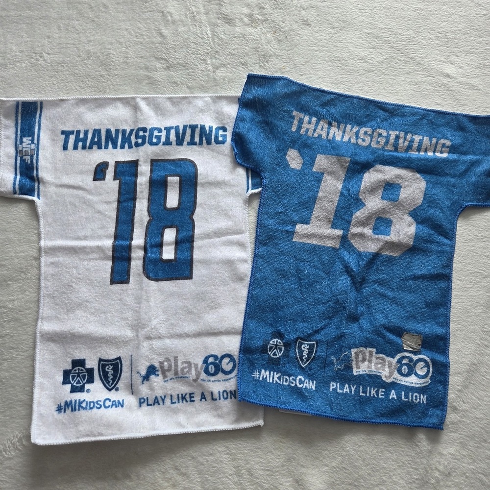 Detroit Lions Thanksgiving Day Jersey Towel 2018 Game Day Rally Set Of 2